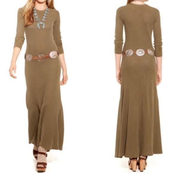 Ralph Lauren Waffle Knit Maxi Dress Xs 